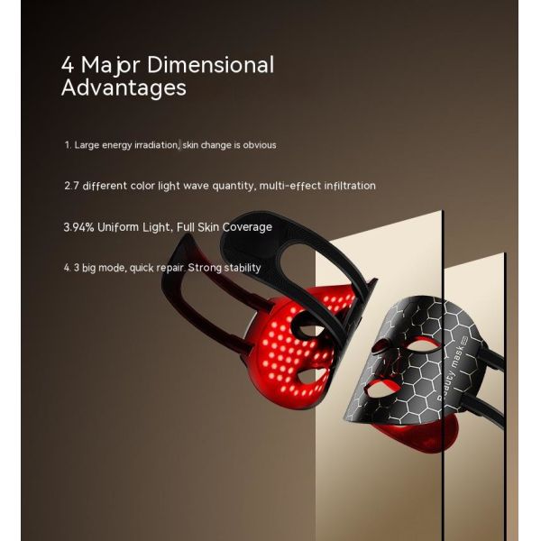 7 Colors led light therapy soft silicone skin whitening led facial mask