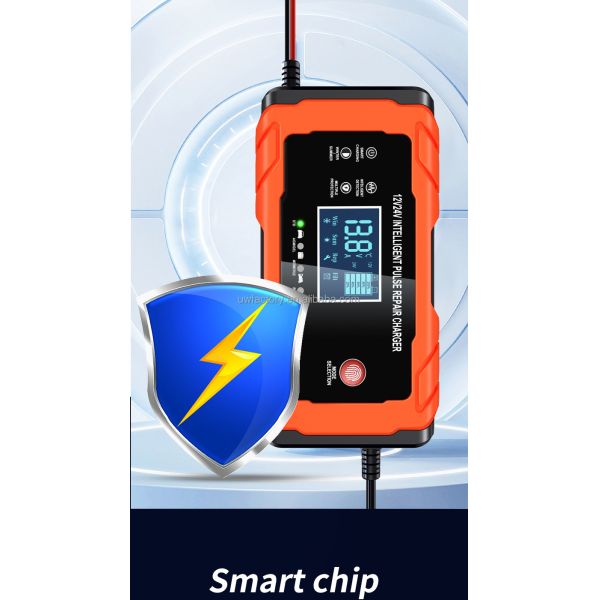 Private Mold 12V 10A/24V 5A Full Automatic Car Battery Charger 7-Stage Smart Fast Charging Pulse Repair for AGM GEL WET Lead Acid Big Display
