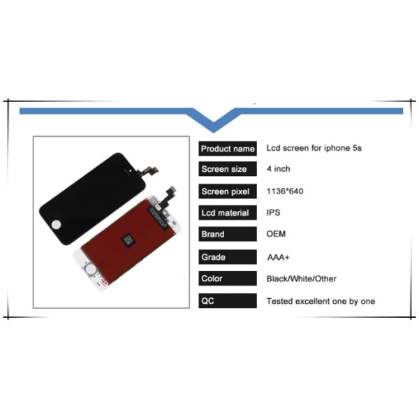 LCD display sreen replacement for iphone 5s, touch screen digitizer glass for iphone, for iphone 5s screen