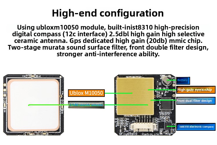Radiolink SE100 M8N GPS Module High-Precision Compass for Centimeter-Level Positioning Compatible PIX Drones Upgraded Accessory