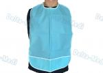 CPE Waterproof Disposable Dental Bibs with Velcro Blue Color 45 X 48cm