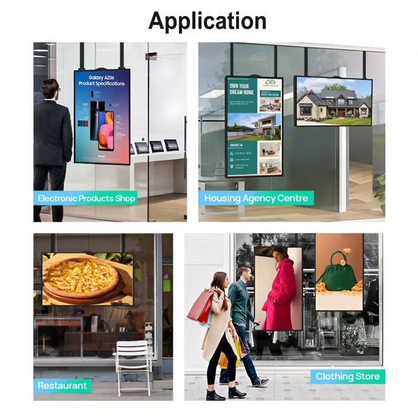 Double Sided Shop Window Facing High Brightness LCD Screen Digital Electronic Player 43 49in Ceiling Mounted Advertising Display