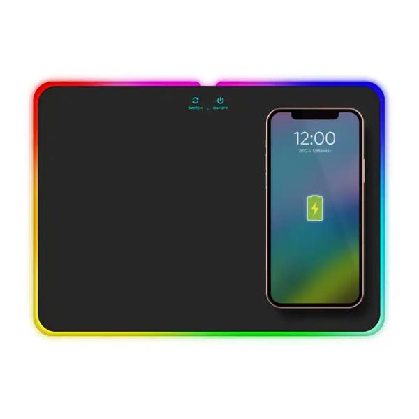 Stock 15W Wireless Charger Custom Design Logo Rgb Gaming Mousepad with Acrylic Panel