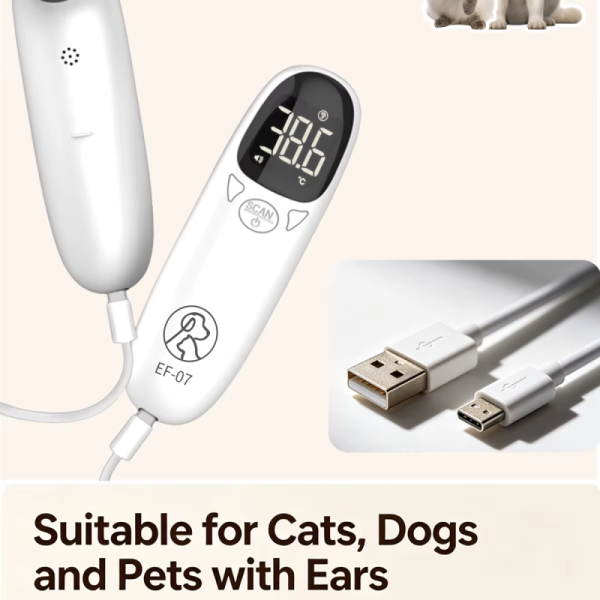 USB Rechargeable High Precision Veterinary Thermometer with Infrared Ear Measurement for Pets and Livestock