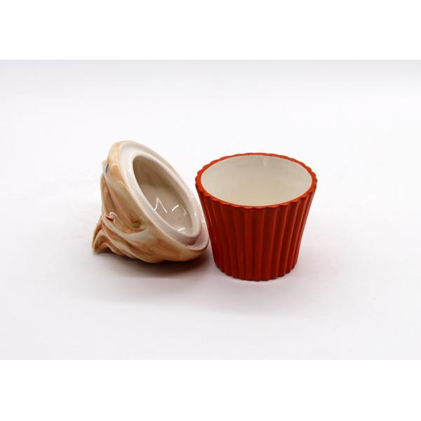 Earthenware Red Ceramic Kitchen Canisters Ice Cream Cone Cookie Jar Chocolate Box
