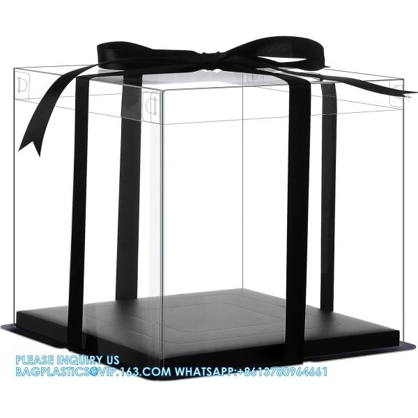 Clear Plastic Gift Boxes Bakery Boxes With Base, Lid & Ribbon Cakes, Pastries, Cookies, Cupcakes & Party