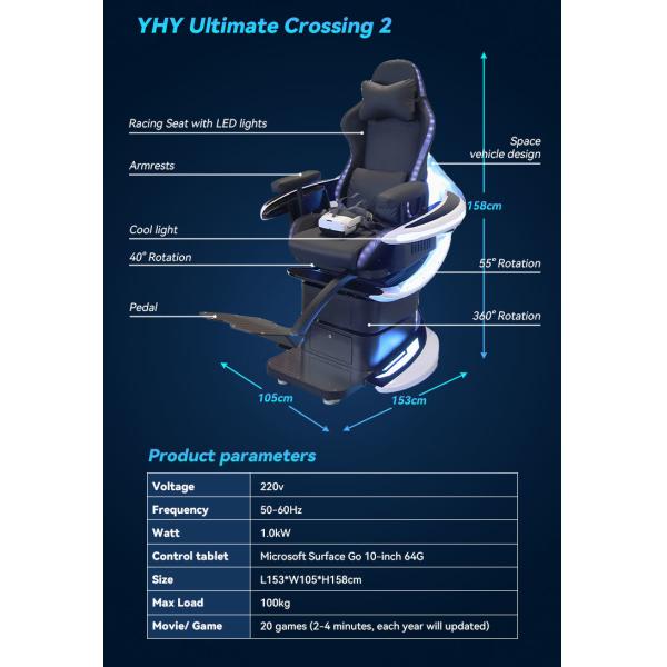 Roller Coaster Rotating 9D Vr Flight Game Degree Full Motion Single Seat 360 Degrees Chair