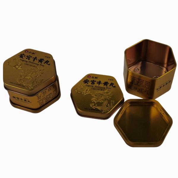 Hexagonal Self Sealing Custom Tin Can Container With Easy Open Inner Lid ISO Sedex