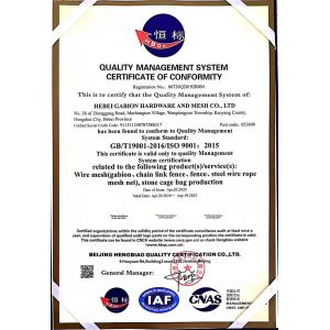 Hebei Gabion Hardware and Mesh Co.,ltd Certifications