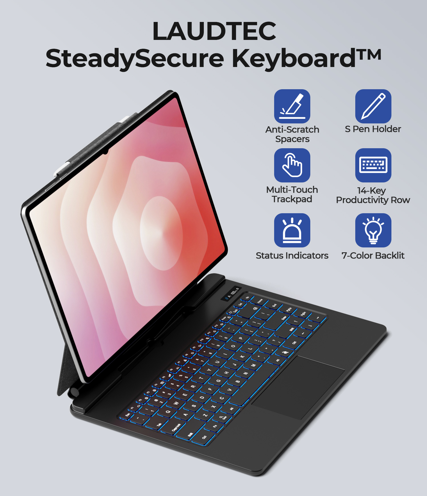 86 Keys Magnetic Smart Keyboard with Strong Magnetic Backplate & Precision Trackpad for Galaxy Tab S12 Ultra 14.6 Inch