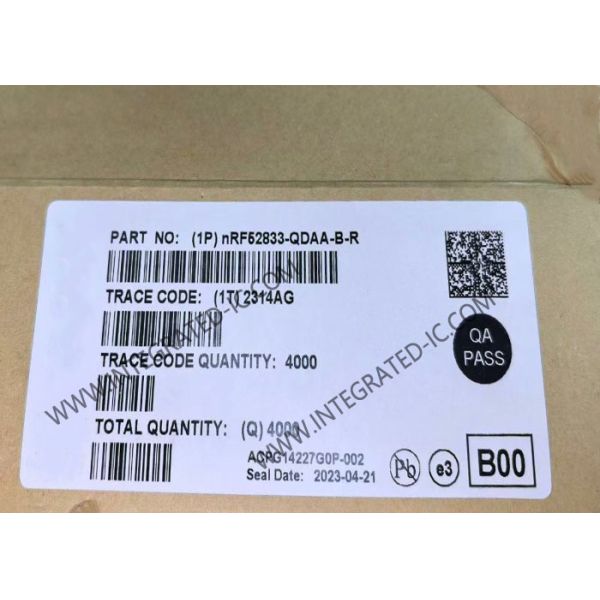 NRF52833-QDAA-B-R BT IC System On Chip with 64 MHz Arm Cortex-M4 512 KB Flash