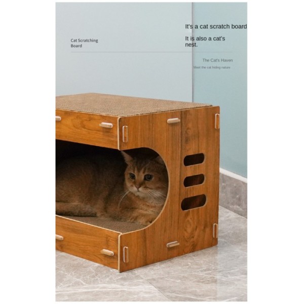 Spacious Large Solid Wood Eco-Friendly Cat Nest Simple Double-Layer Cat Climbing Frame Grab-Resistant Wear-Resistant Pet House