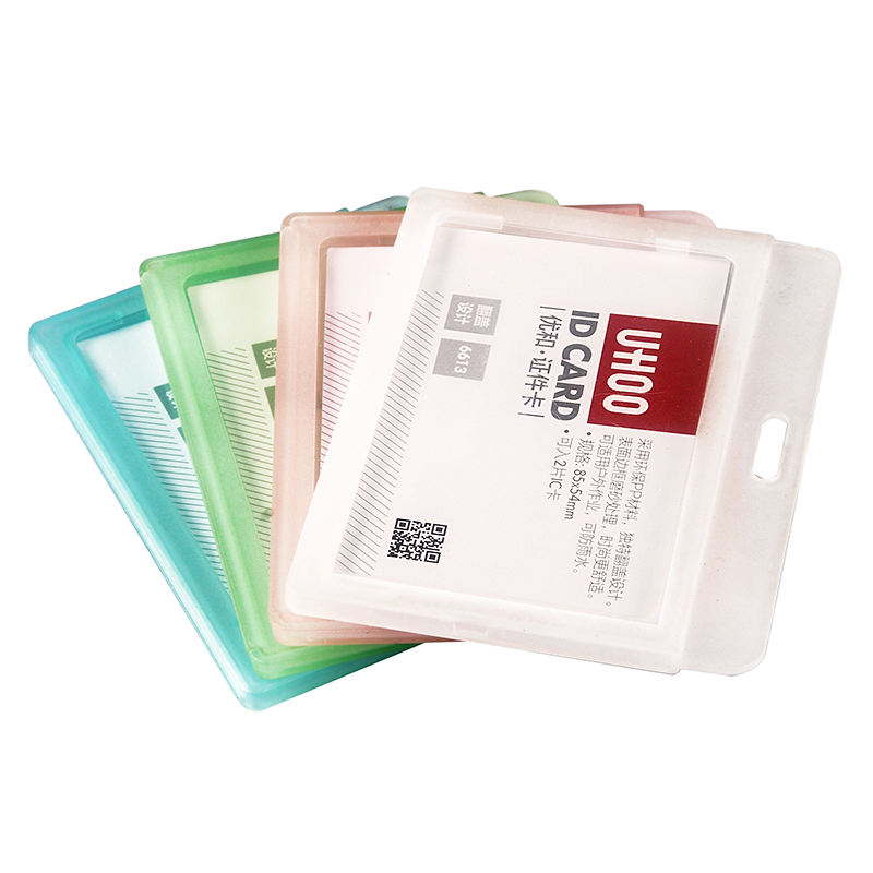 PP ID Lanyard Retractable Transparent Card Holder Protector For Employee Identification