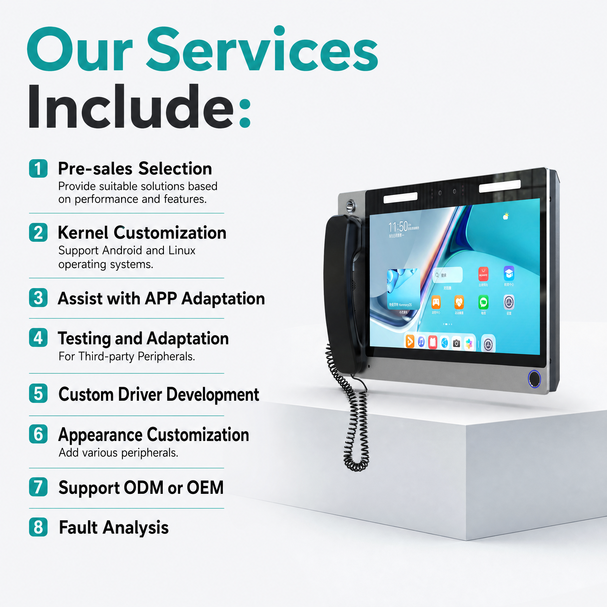 13.3" Wall Mount Video Intercom Property Management Kiosk with Handset