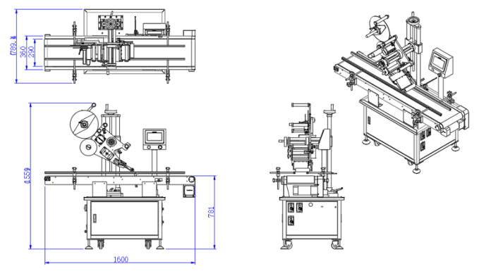 220V / 50Hz Automatic Flat Labeling Machine OEM Flat Label Applicator Machine Wide 350mm Label Range