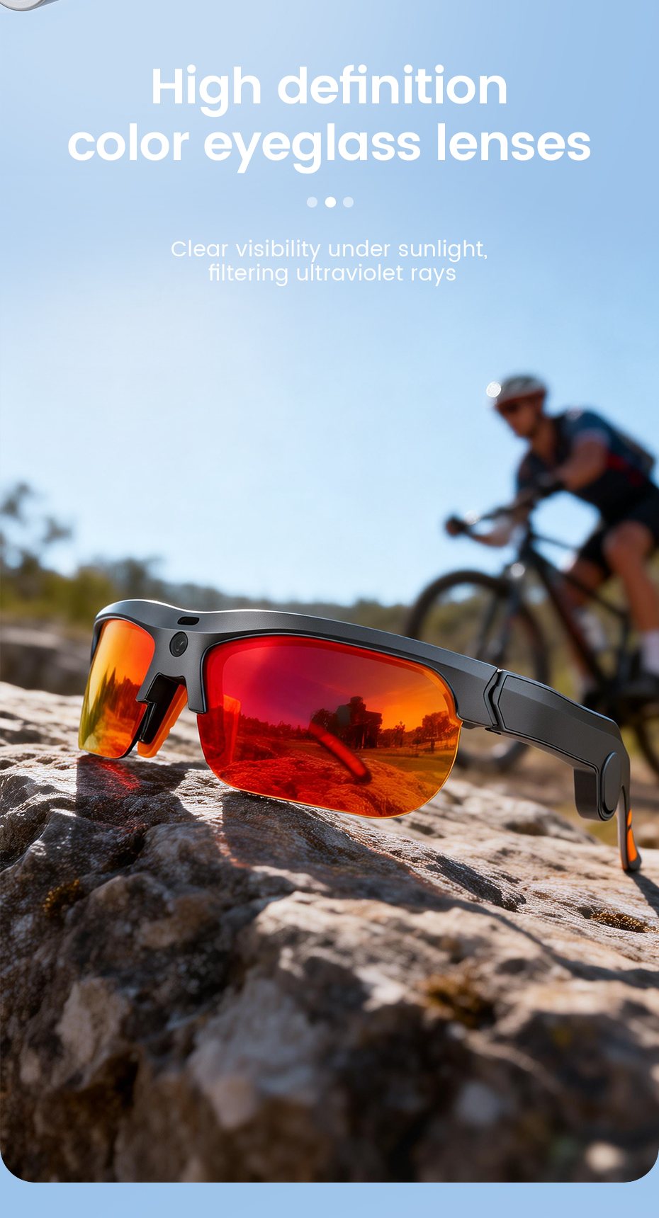 E08 Smart Glasses 1200P HD Video AI Object Recognition Real-Time Translation IP54 Waterproof Magnetic Charging Voice