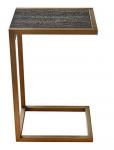 Oak wood top brass finish metal base hotel bedroom side table/end table/C table