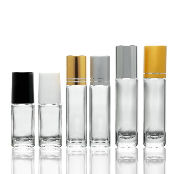 Perfume 10ml Clear Glass Roller Bottles With Gold Silver Aluminum Cap