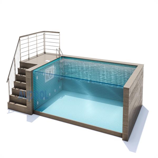 Modular Prefab Luxury Swimming Pool with Acrylic Panel Window and Mosaic Pattern Panels