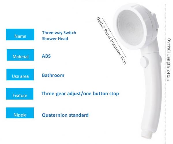 JK-2801 white color massage handheld showerheads high water pressure saving water three settings shower