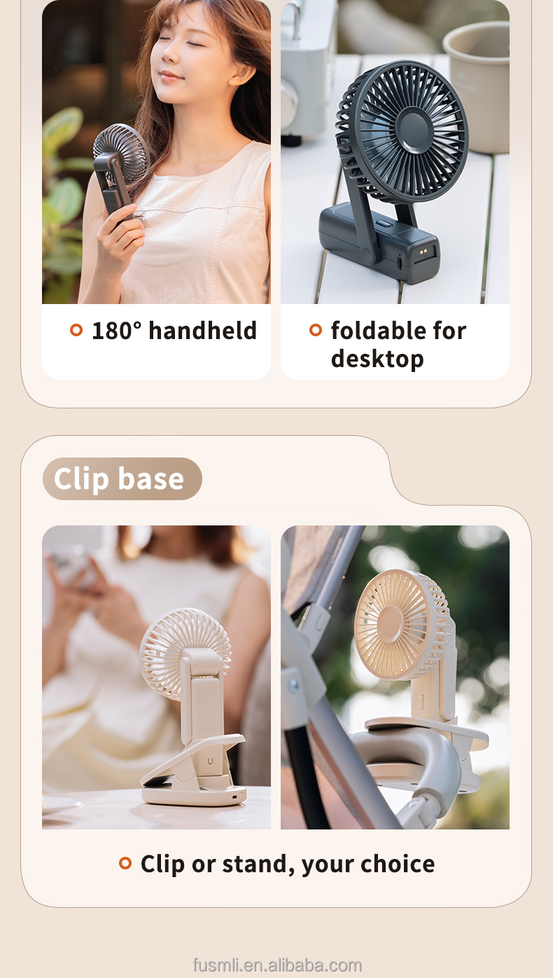 OEM/ODM Custom Factory Automatic Oscillating Handheld Clip-On Fan with Three-Speed Settings and Brushless Motor for Present