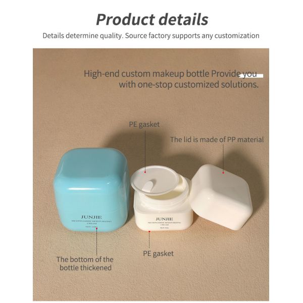 Square Double Layer PP Plastic Jar with Lid 50g 30g Empty Cosmetic Jars for Lotion Cream Scrub Eye Cream Lipstick
