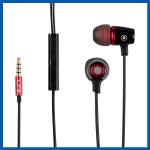 耳のヘッドホーンまたはイヤホーン3.5mmジャックのステレオの低音（MO-EM013）の耐久の黒