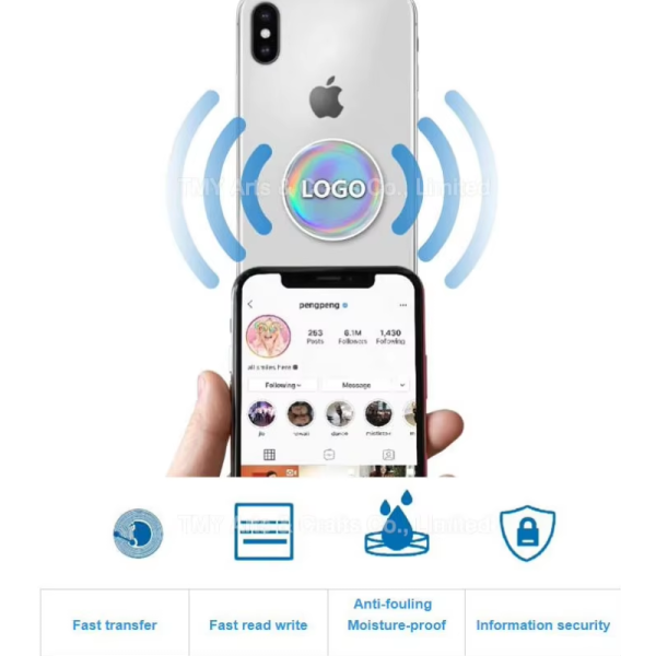 RFID Blank NFC Chip Tag Label Sticker Rounded Small Cheap Programmable Mini Pvc Custom Printed White Blank With Qr Code And Logo