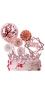rose gold birthday cake topper balloon