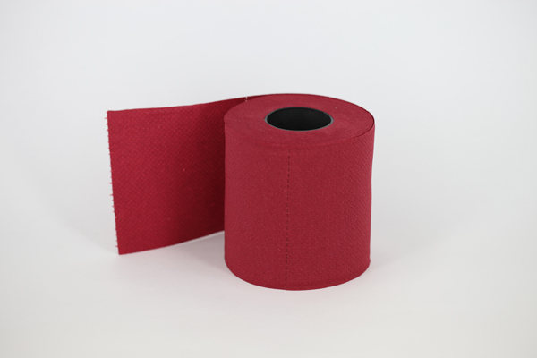 Solid red toilet tissue roll