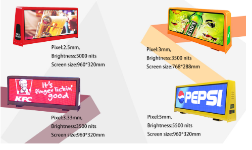 P6 HD Full Color LED Car Roof Sign Display 27778/sqm 192x192mm
