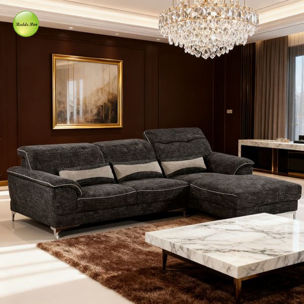 Textured Reclining Sectional Sofa Right Facing Movable Modular Charcoal Gray