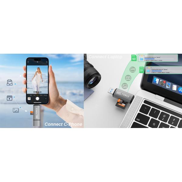 ROHS REACH USB 3.2 Card Reader USB C And USB A Card Reader Oxidation Grey