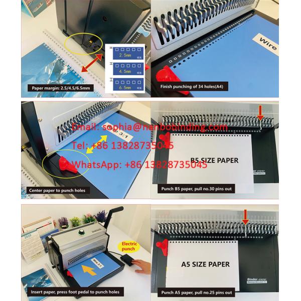 A3 A4 Paper Double Wire Binding Machine With 8.47mm Pitch