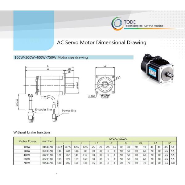 AC220V/380W 100W 200W 400W 750W Single-Phase/Three-Phase Power Servo Motor