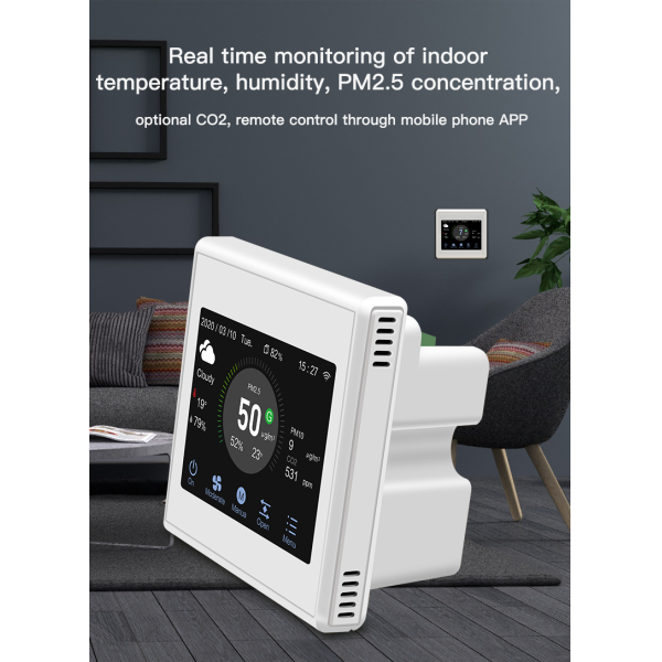 Building Ventilation Controller With RS485 Air Quality Sensors PM2.5 CO2 TVOC Monitoring