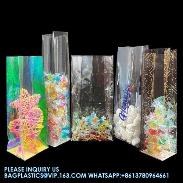 Opp Pla Packaging Bag Candy Bopp Clear Block Bottom Pouch Opp Square Bottom Bag Opp Cello Gusset Square Bottom Bag