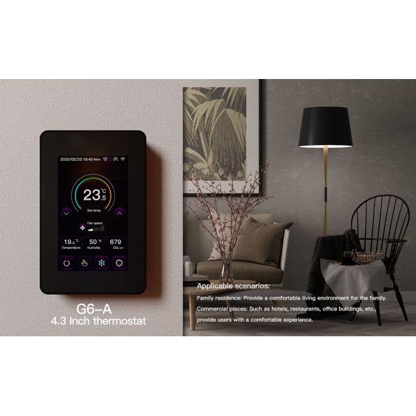 LCD Color Touchscreen Smart Wifi Thermostat With Temperature Humidity CO2 Sensor