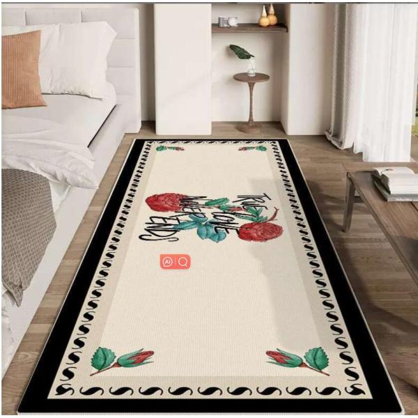 Dream Roses Delicate Crystal Velvet Bedroom Floor Carpets Washable 80*160cm