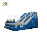 Blue Crazy Fun Surf Inflatable Dry Slide With Digital Printing , Inflatable Dry