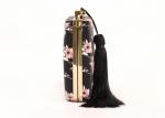Fashion Flower Ladies Leather Clutch Bags Print Pu Leather With Black Tassel