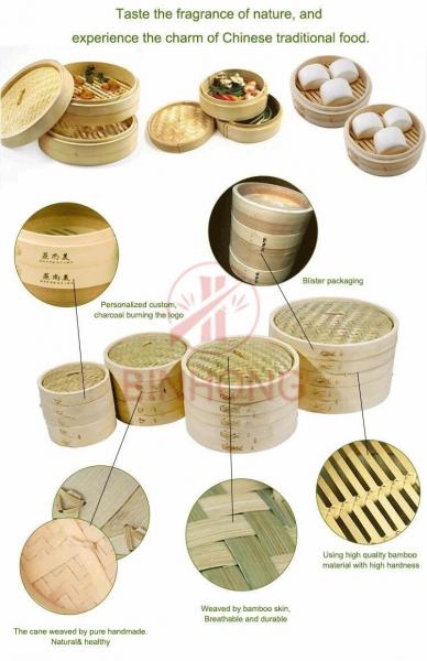 Eco Friendly Two Tier 16cm Bamboo Steamer Basket
