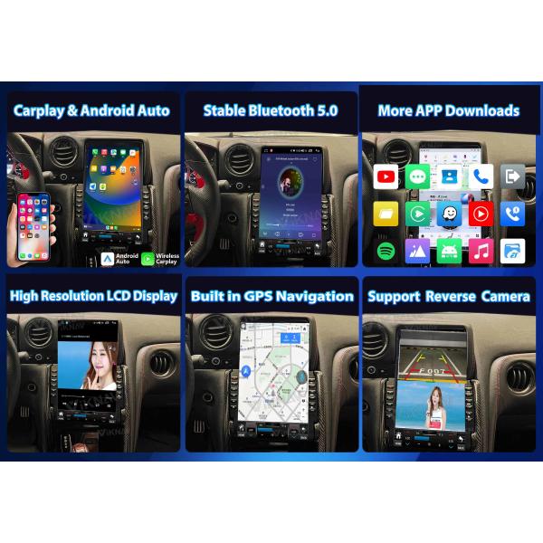 VIKNAV 13.6" Car Radio For Nissan Skyline GTR 2008- 2017 HD Touch Screen Android Head Unit