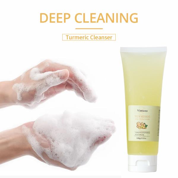 Tumeric Moisturizing Skin Care Face Wash Organic Turmeric Facial Wash Deep Cleansing Oil Control Turmeric Gel Cleanser