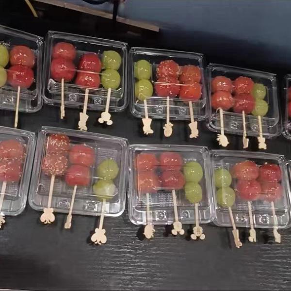Customized Disposable Plastic Transparent Pet Foods On Stick Packaging Hidden Clamshell Tomatoes On Sticks Container With Lid