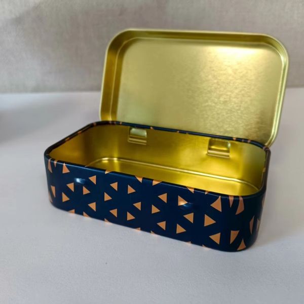 Hinged Lid Small Rectangular Tin Container Metal Tin Box For Gift Candy Makeup Tools