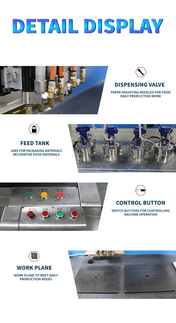 Automatic 4 Colors Dual-station Visual Cake Decorating Machine Chocolate Making Machine for Dripping Macarons