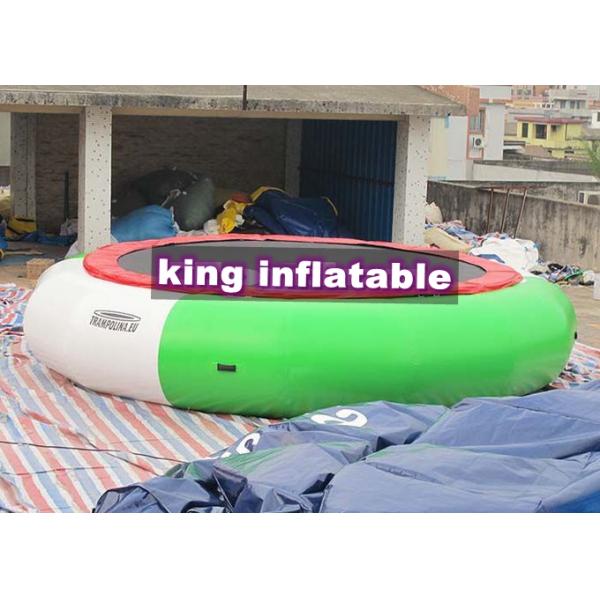 Aquatic Green / White Jumping Inflatable Water Toy , PVC 5m Diameter Water Trampoline