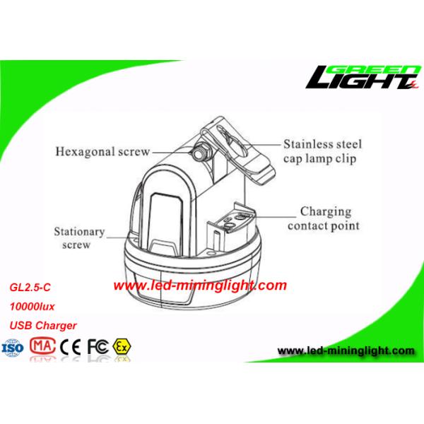 Light Weight 10000 Lux Economic Coal Mining Headlamp with USB Charger High Low Beam