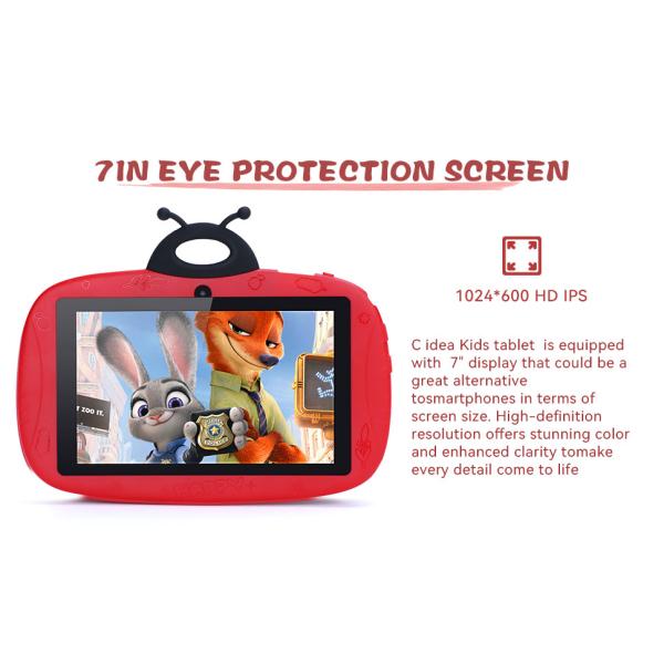 C idea Kids Android 7 Inch Touch Screen Tablet 6+128GB Storage Free Case WIFI Dual Camera CM75
